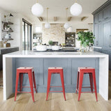 Set of 4 - 24-in. Indoor/Outdoor Backless Stacking Red Metal Barstools - FREE SHIPPING