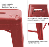 Set of 4 - 24-in. Indoor/Outdoor Backless Stacking Red Metal Barstools - FREE SHIPPING