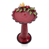 Red Metal Outdoor Garden Patio Birdbath with Decorative Bird Leaf Figurines - FREE SHIPPING