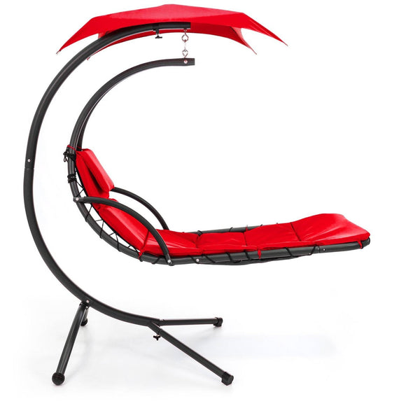 Red Single Person Sturdy Modern Chaise Lounger Hammock Chair Porch Swing - FREE SHIPPING
