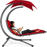 Red Single Person Sturdy Modern Chaise Lounger Hammock Chair Porch Swing - FREE SHIPPING