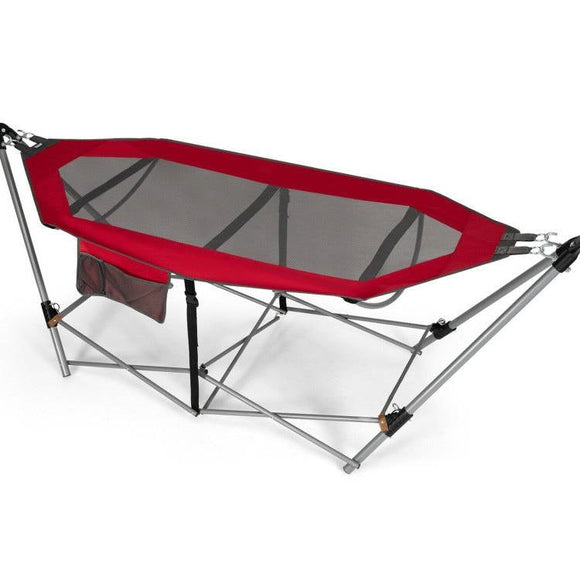 Red Portable Camping Foldable Hammock with Stand and Carry Case - FREE SHIPPING