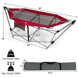 Red Portable Camping Foldable Hammock with Stand and Carry Case - FREE SHIPPING
