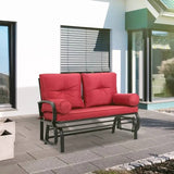 Steel Outdoor Garden Patio Rocking Glider Chair Loveseat with Red Cushions - FREE SHIPPING