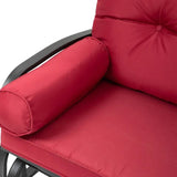 Steel Outdoor Garden Patio Rocking Glider Chair Loveseat with Red Cushions - FREE SHIPPING