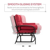 Steel Outdoor Garden Patio Rocking Glider Chair Loveseat with Red Cushions - FREE SHIPPING