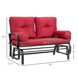 Steel Outdoor Garden Patio Rocking Glider Chair Loveseat with Red Cushions - FREE SHIPPING