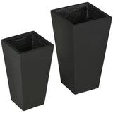 Set of 2 Modern Lightweight Black Outdoor Patio Flower Pot Tall Planter Box - FREE SHIPPING