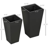 Set of 2 Modern Lightweight Black Outdoor Patio Flower Pot Tall Planter Box - FREE SHIPPING