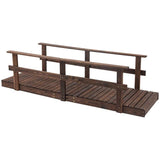 7 ft. Outdoor Wooden Garden Bridge with Hand Rails in Carbonized Wood Finish - FREE SHIPPING