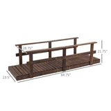 7 ft. Outdoor Wooden Garden Bridge with Hand Rails in Carbonized Wood Finish - FREE SHIPPING