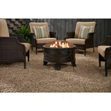 26-inch Round Steel Outdoor Fire Pit with Cover and Poker in Bronze - FREE SHIPPING