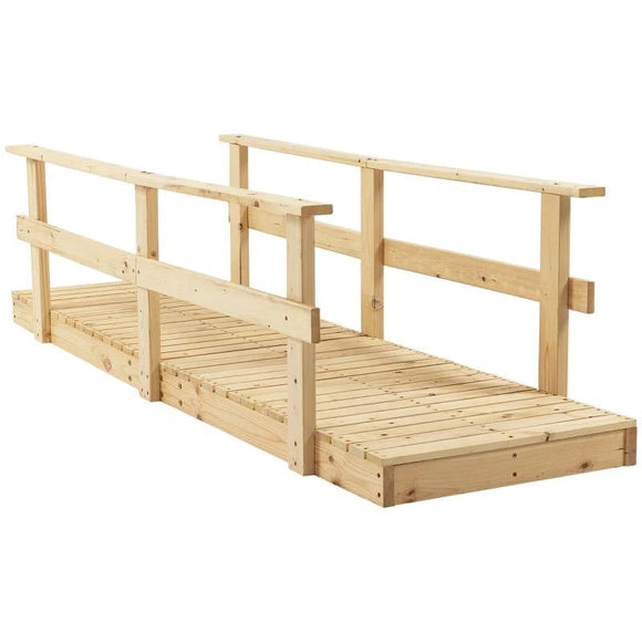 7 ft. Wooden Garden Bridge with Hand Rails in Natural Finish - FREE SHIPPING