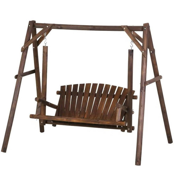 FarmHouse Log A-Frame 2-Seat Wooden Swing Bench - FREE SHIPPING