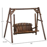 FarmHouse Log A-Frame 2-Seat Wooden Swing Bench - FREE SHIPPING