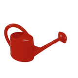Red watering can on a white background