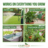 Advertisement for GS Plant Foods showing various gardening activities with text 'Works on Everything You Grow'.