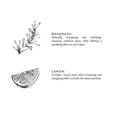 Illustrations of rosemary and lemon with descriptive text on a white background