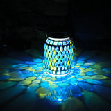 Mosaic Solar Powered Lanterns for Outdoor Hanging Mason Jar Glass Bottle Lights Waterproof for Garden Patio Pathway & Yard Décor - FREE SHIPPING