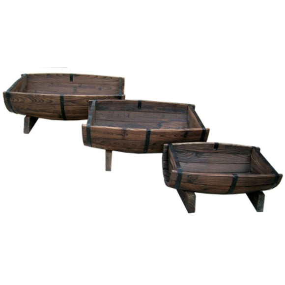 Set of 3 - Half Barrel Wood Planters - FREE SHIPPING