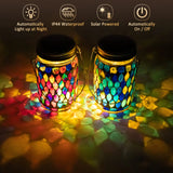 Mosaic Solar Powered Lanterns for Outdoor Hanging Mason Jar Glass Bottle Lights Waterproof for Garden Patio Pathway & Yard Décor - FREE SHIPPING