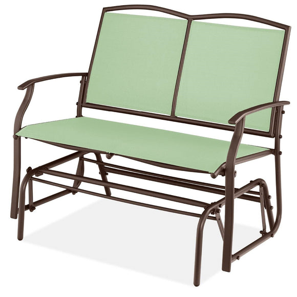2 Seat Mesh Patio Loveseat Swing Glider Rocker with Armrests in Sage - FREE SHIPPING