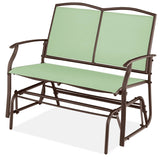 2 Seat Mesh Patio Loveseat Swing Glider Rocker with Armrests in Sage - FREE SHIPPING
