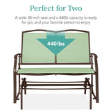 2 Seat Mesh Patio Loveseat Swing Glider Rocker with Armrests in Sage - FREE SHIPPING