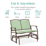 2 Seat Mesh Patio Loveseat Swing Glider Rocker with Armrests in Sage - FREE SHIPPING