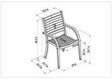 Technical drawing of a chair with dimensions labeled