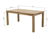 Rinjani Rectangular Teak Table with dimensions labeled on a white background