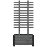Modern Farmhouse Grey Wood Raised Garden Bed Planter on Wheels with Trellis - FREE SHIPPING