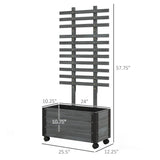 Modern Farmhouse Grey Wood Raised Garden Bed Planter on Wheels with Trellis - FREE SHIPPING