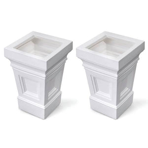 Set of 2 - 24 inch High Self Watering Planter Box in White Plastic Resin - FREE SHIPPING