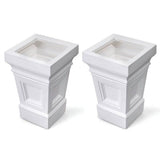 Set of 2 - 24 inch High Self Watering Planter Box in White Plastic Resin - FREE SHIPPING