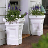 Set of 2 - 24 inch High Self Watering Planter Box in White Plastic Resin - FREE SHIPPING