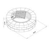 48-in Outdoor Round Concrete Block Stone Fire Pit Kit with Cooking Grill Grate - FREE SHIPPING