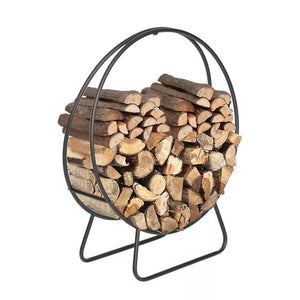 Indoor/Outdoor 2-ft. Round Black Powder-Coated Steel Firewood Log Rack - FREE SHIPPING