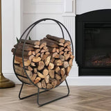 Indoor/Outdoor 2-ft. Round Black Powder-Coated Steel Firewood Log Rack - FREE SHIPPING