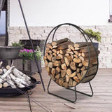 Indoor/Outdoor 2-ft. Round Black Powder-Coated Steel Firewood Log Rack - FREE SHIPPING