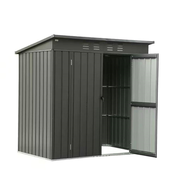 Outdoor Black Galvanized Steel Metal Storage Shed - 6ft. x 4 ft. - FREE SHIPPING