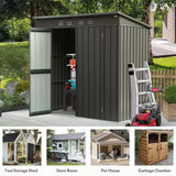 Outdoor Black Galvanized Steel Metal Storage Shed - 6ft. x 4 ft. - FREE SHIPPING