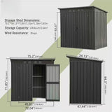 Outdoor Black Galvanized Steel Metal Storage Shed - 6ft. x 4 ft. - FREE SHIPPING