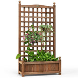 Solid Wood Farmhouse Garden Planter Box with 48-inch High Trellis - FREE SHIPPING
