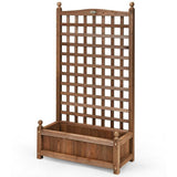 Solid Wood Farmhouse Garden Planter Box with 48-inch High Trellis - FREE SHIPPING