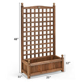 Solid Wood Farmhouse Garden Planter Box with 48-inch High Trellis - FREE SHIPPING