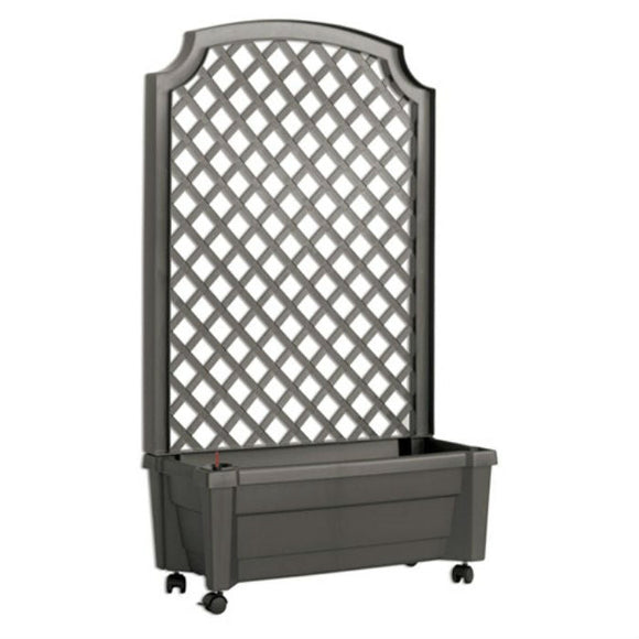 self watering vegetable planter box with trellis on wheels Indoor/Outdoor Grey Polypropylene Self Watering Planter with Trellis o