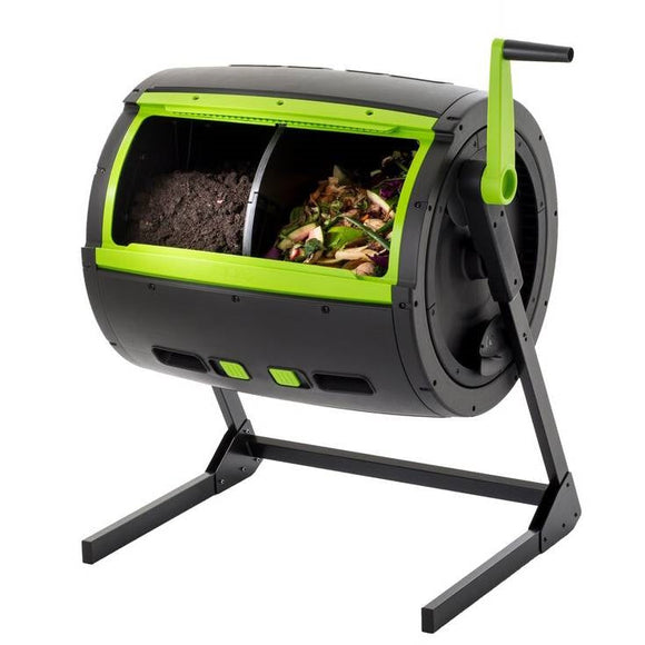 Rotating 65-Gallon Compost Bin Tumbler with 2 Compartments - FREE SHIPPING