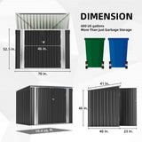 Outdoor Black Galvanized Steel Trash Can Storage Shed - Holds 2 Garbage Bins - FREE SHIPPING