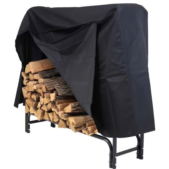 Indoor/Outdoor 4-Ft. Black Metal Firewood Rack with Cover - FREE SHIPPING